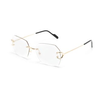 Cartier Glasses, unisex, Yellow, Size: 57 MM Rectangle Sunglasses