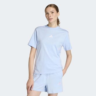 adidas T-Shirt ADIDAS SPORTSWEAR ESSENTIALS 3-STREIFEN COTTON, Damen, Gr. XXL, glow blau, clear pink, Obermaterial: 100% Baumwolle, normal, Rundhals, Shirts 