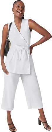 Jessica London Sleeveless Faux Wrap Tie-Waist Tunic in White at Nordstrom, Size 26