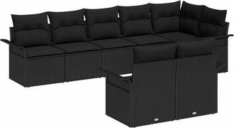 vidaXL Garden Sofa Set with Storage 8 pcs Black Poly Rattan vidaXL