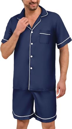 Generic Mens Pajamas Short Sleeve Pajama Set Sleepwear Loungewear Nightwear (UK, Alpha, XL, Regular, Regular, 13)
