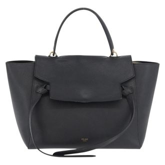 Celine Belt Textured Leather Black Leather Handbag (Pre-Owned)