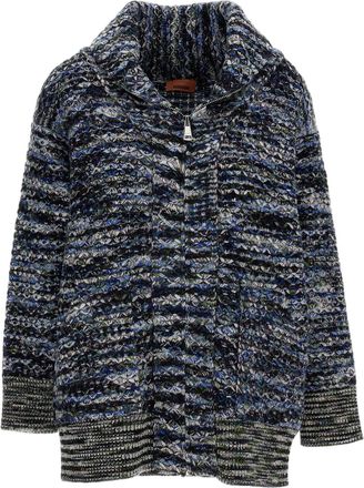 Missoni Multicolor 3D Textured Full-Zip Wool-Blend Cardigan