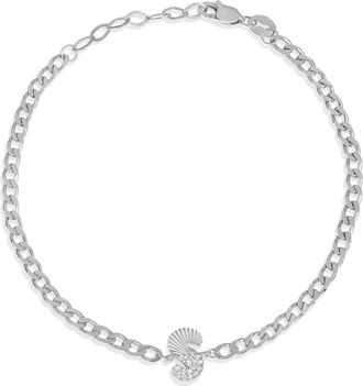 SHYMI Half Pav&eacute; & Half Fluted Initial Pendant Bracelet in Silver at Nordstrom