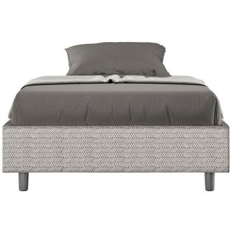 ITYhome Letto una piazza e mezza rivestito in Tessuto Aragona - azelia - Colore: Bianco - Dimensione Rete: 120x190 - Tipologia Letto: Senza Rete