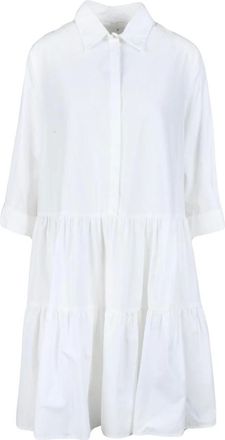 Fabiana Filippi Kleedjes, Dames, Wit, M, Katoen, Katoenen Chemisier Jurk met Knopen