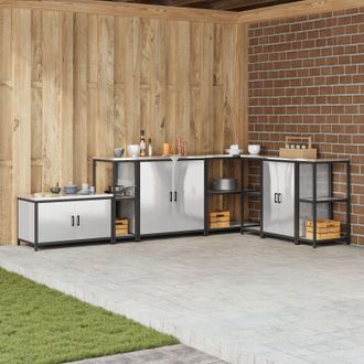 Berkfield Home Kitchen Storage Shelf with Storage Silver Stainless steel