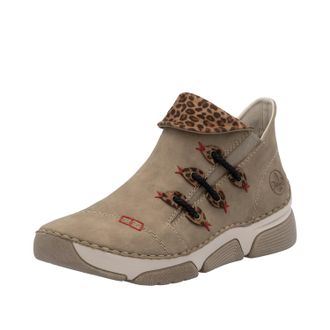 Rieker Sneakerboots RIEKER, Damen, Gr. 39, beige (hellbeige, leo), Nubuklederimitat, kontrastfarbene Details, Schuhe Sneakerboots, Schlupfboots, Stiefelette,
