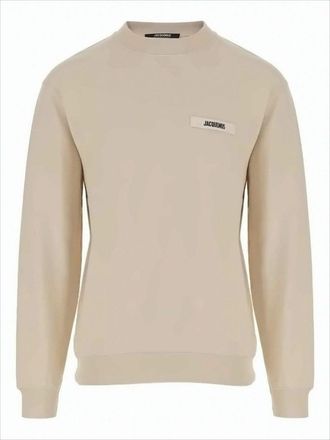 Jacquemus Minimalist Long-Sleeve Beige Tee With Subtle Branding