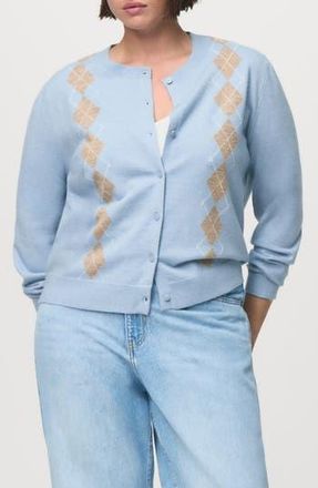 Mango Argyle Cardigan in Sky Blue at Nordstrom Rack, Size Medium