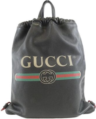 Gucci Black Leather Backpack (Pre-Owned)