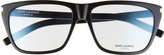 Saint Laurent 57mm Square Optical Glasses in Black at Nordstrom