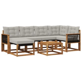 vidaXL Conjunto De Sof&aacute;s De Exterior 7 Pcs Natural Y Gris Claro Vidaxl