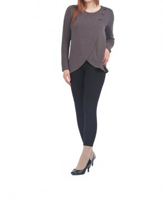 Papillon Crossover 3 Button Top In Charcoal