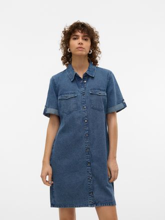 Vero Moda Jeanskleid »VMJENNIE SS SHORT DENIM DRESS NOOS« Brusttaschen