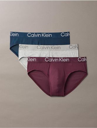 Calvin Klein Mens Ultra-Soft Modern 3-Pack Hip Brief - Multi - M