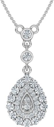 Pompeii3 1/2Ct Pear Shape Dangle Bezel Penant Gold Necklace 1 Tall Lab Grown