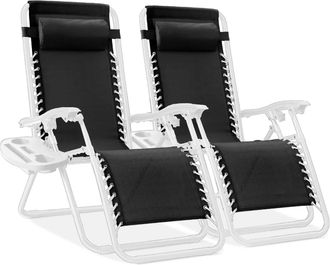 Best Choice Products Set of 2 Zero Gravity Lounge Chair Recliners for Patio, Pool w/ Cup Holder Tray
