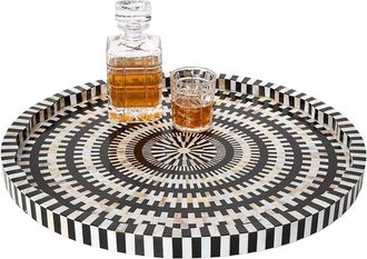 Tozai Home Twos Company The Concentric Decorative Round Serving Tray