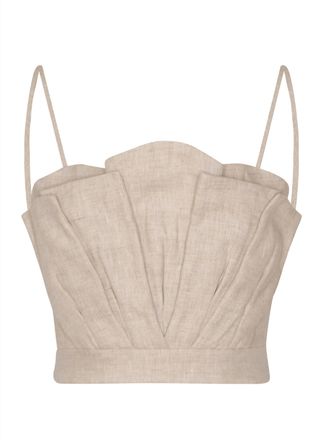 Andres Otalora Women Amapolas Linen Corset Top In Oatmeal