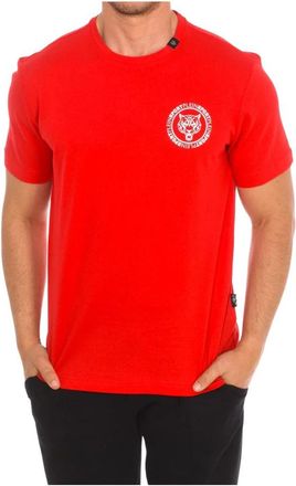 Plein Sport Korte Mouw T-shirt met Merkprint - Heren - Sportshirts - Rood - S - Katoen - Fitness
