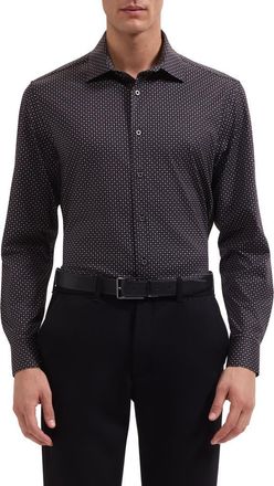 Bugatchi James OoohCotton Geometric Print Button-Up Shirt in Black at Nordstrom, Size Xxx-Large