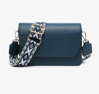 Jen & Co. Womens Noah Guitar Strap Crossbody Bag In Prussian Blue