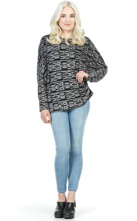 Papillon Textured Burnout Oversized Sweater In Grey