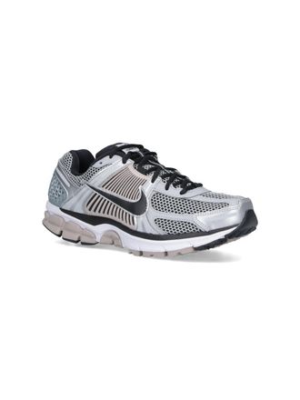 Nike Perforated Mesh and Metallic Leather Sneaker - Silver