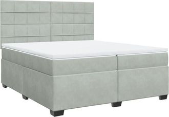 vidaXL Vidaxl - Cama Box Spring Con Colch&oacute;n Terciopelo Gris Claro 200x200 Cm