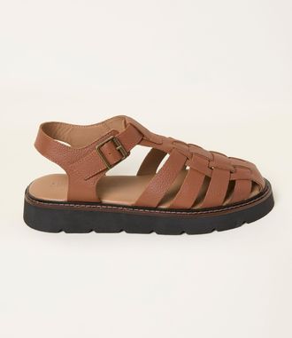Fat Face FatFace Cali Tan Brown Leather Fisherman Sandal