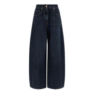 Brunello Cucinelli The Wide Barrel Jeans - female - Brunello Cucinelli - Loose Fit Jeans - Blue - L - Jeans