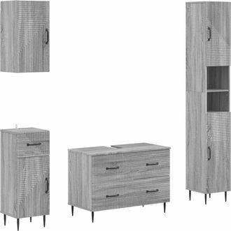 vidaXL Juego De Armarios De Ba&ntilde;o De 4 Piezas Haarlem Sonoma Gris Vidaxl