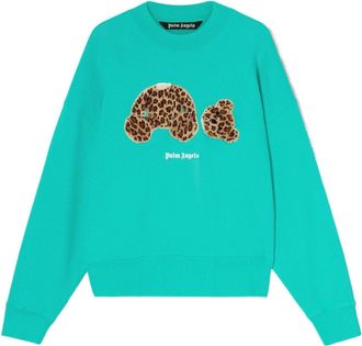 Palm Angels SS22 Leopard Bear Crewneck Forest Green Brown PMBA026S22FLE0075760