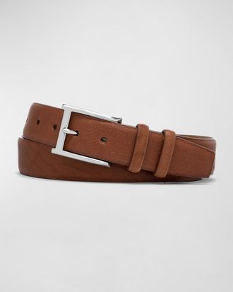 W. Kleinberg Men & apos;s Pebbled Bison Leather Belt