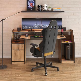 Vicco Mesa De Juegos Joel, Roble Dorado, 179.8 X 65.5 Cm Con 1 Caj&oacute;n Y 1 Puerta