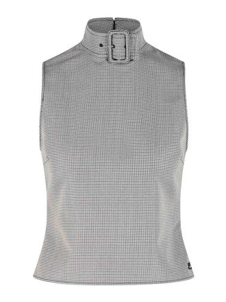 Courr&egrave;ges Buckle Tank Top In Beige Wool Blend