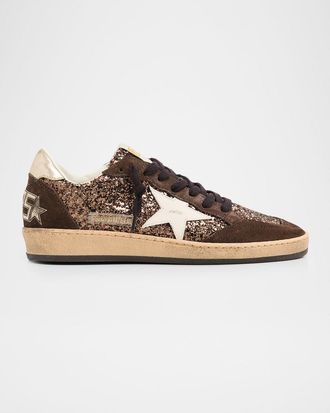 Golden Goose Ball Star Suede Glitter Low-Top Sneakers