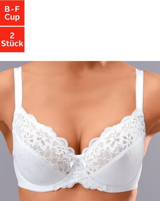 Petite Fleur B&uuml;gel-BH PETITE FLEUR, Damen, Gr. 11,5, Cup E, weiss (2xwei&szlig;), Spitze, Obermaterial: 90% Polyamid, 10% Elasthan, BHs B&uuml;gel-BH, mit elastischer Spitze,