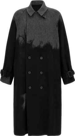 Yohji Yamamoto Colorblock Wool Coat - Gray
