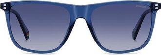 Polaroid 55mm Gradient Polarized Rectangular Sunglasses in Blue/Blue Polar at Nordstrom