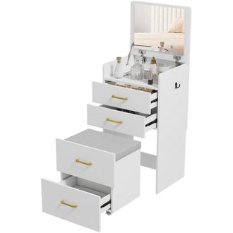 HOMCOM Homcom - 3 in 1 Dressing Table Vanity Desk with Mirror and Cushioned Stool
