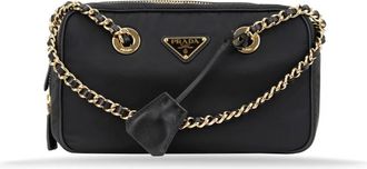 Prada Chique Schoudertas met Leren Afwerking - Dames - Schoudertassen - Zwart - ONE Size - Leer - Tassen