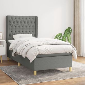 vidaXL Vidaxl - Cama Box Spring Con Colch&oacute;n Tela Gris Oscuro 100x200 Cm