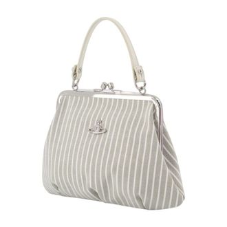 Vivienne Westwood Womens Granny Frame Handbag Gray Cotton