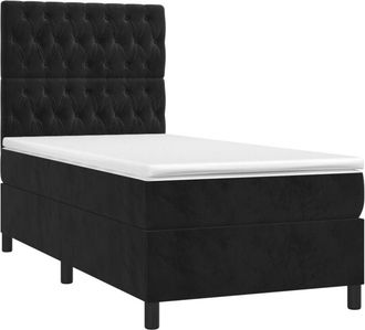 vidaXL Vidaxl - Cama Box Spring Colch&oacute;n Y Led Terciopelo Negro 90x190 Cm