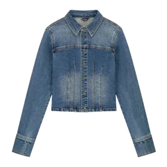 Guess Denim Jackets, female, Blue, Size: XS Cropped Denim Jacket