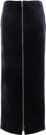 Fendi Womens Velvet Pencil Skirt Navy Viscose