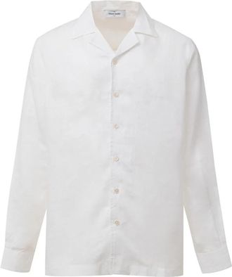 Gran Sasso Witte Linnen Shirt V-Hals Lange Mouw - Heren - Casual Overhemden - Wit - L - Linnen - Overhemden
