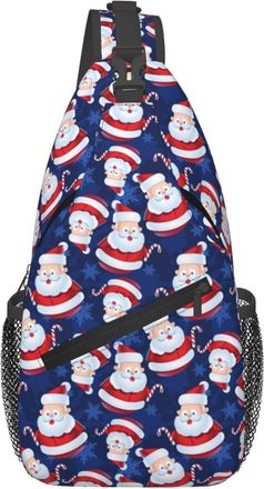 Generic Cute Santa Claus Christmas Canes Cross Body Bag Lightweight Crossbody Bag Breathable Chest Backpack For Men Camping Women
